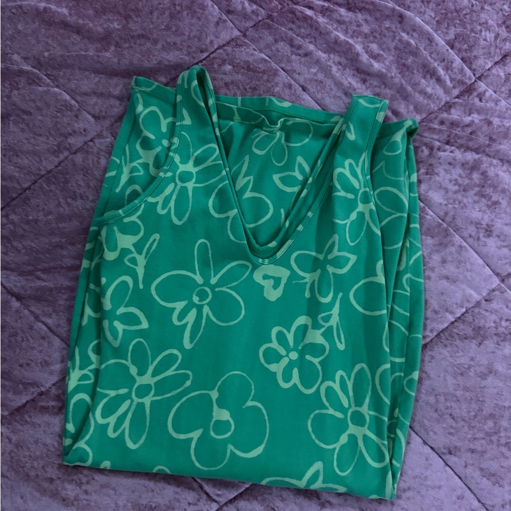 Green Floral Sleeveless Dress